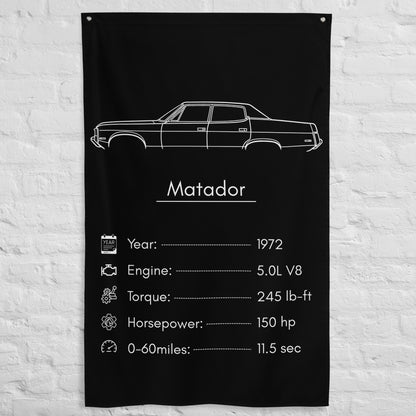 AMC Matador 1972 car silhouette spec flag - White Brick Wall