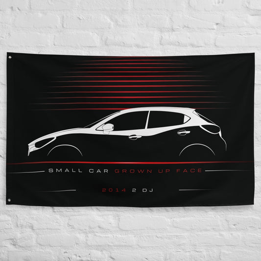Mazda 2 DJ 2014 car silhouette flag - White Brick Wall