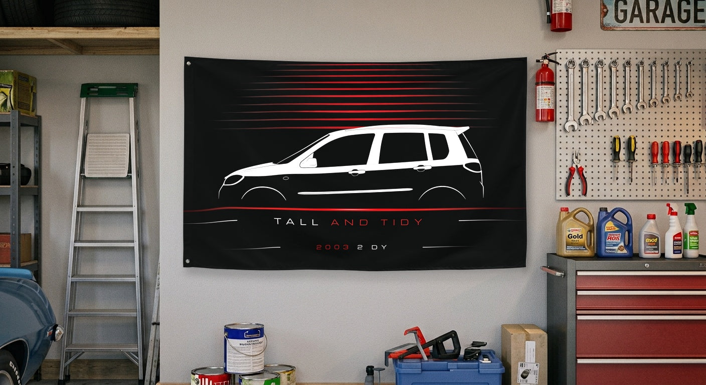Mazda 2 DY 2003 car silhouette flag - Garage Wall