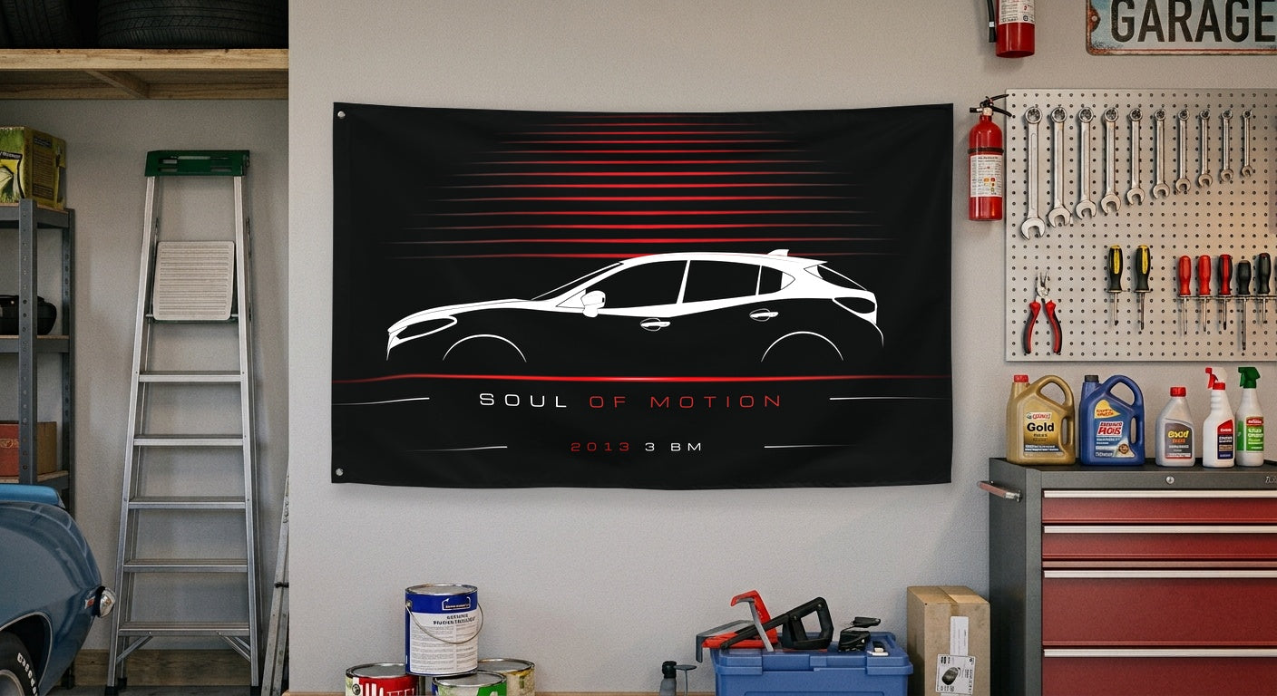 Mazda 3 BM 2013 car silhouette flag - Garage Wall