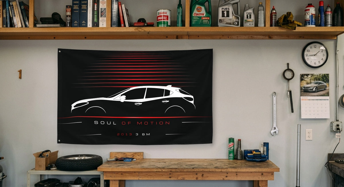 Mazda 3 BM 2013 car silhouette flag - Garage Workbench