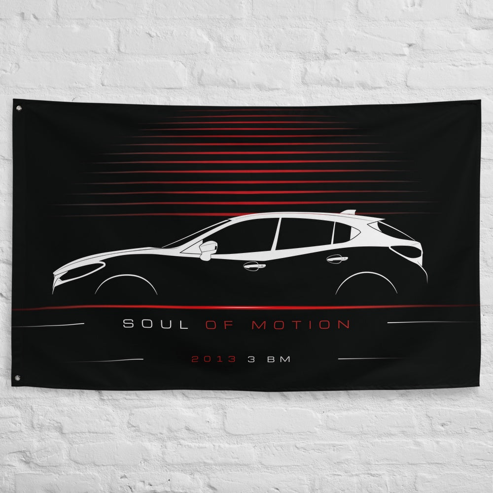 Mazda 3 BM 2013 car silhouette flag - White Brick Wall