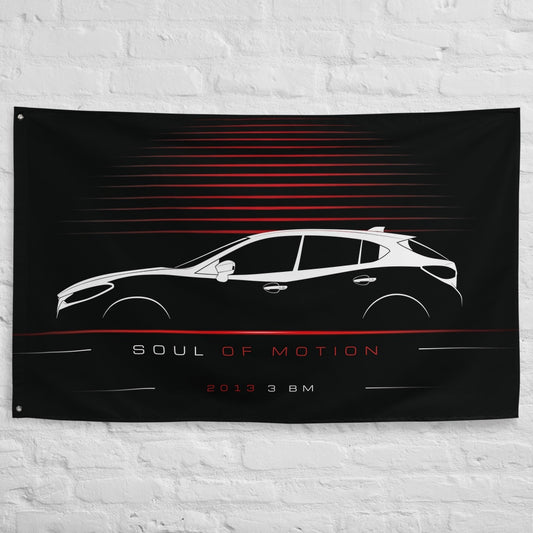 Mazda 3 BM 2013 car silhouette flag - White Brick Wall