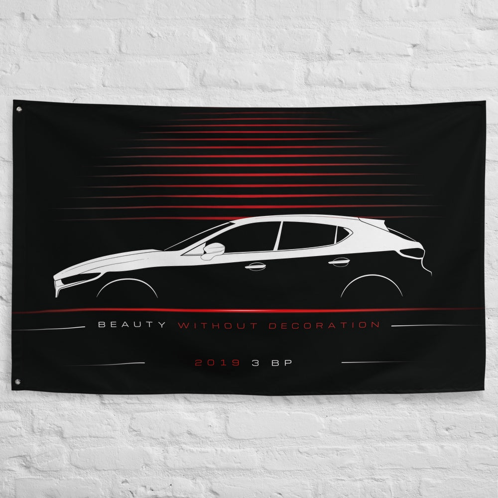 Mazda 3 BP 2019 car silhouette flag - White Brick Wall