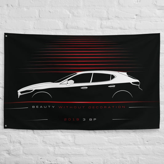 Mazda 3 BP 2019 car silhouette flag - White Brick Wall