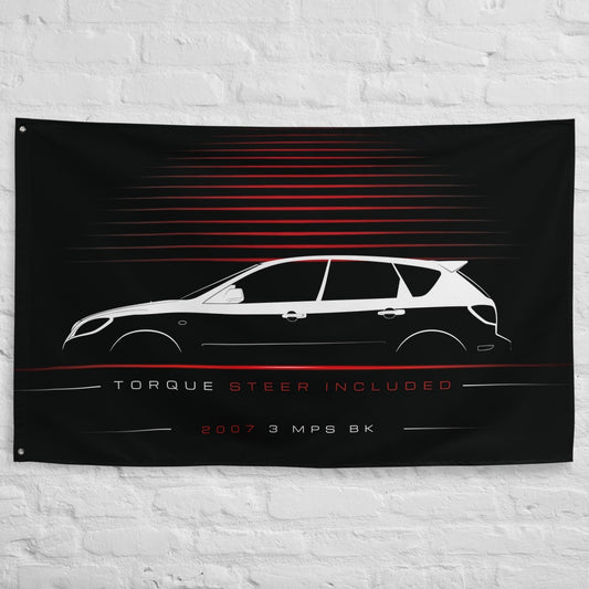 Mazda 3 MPS BK 2007 car silhouette flag - White Brick Wall