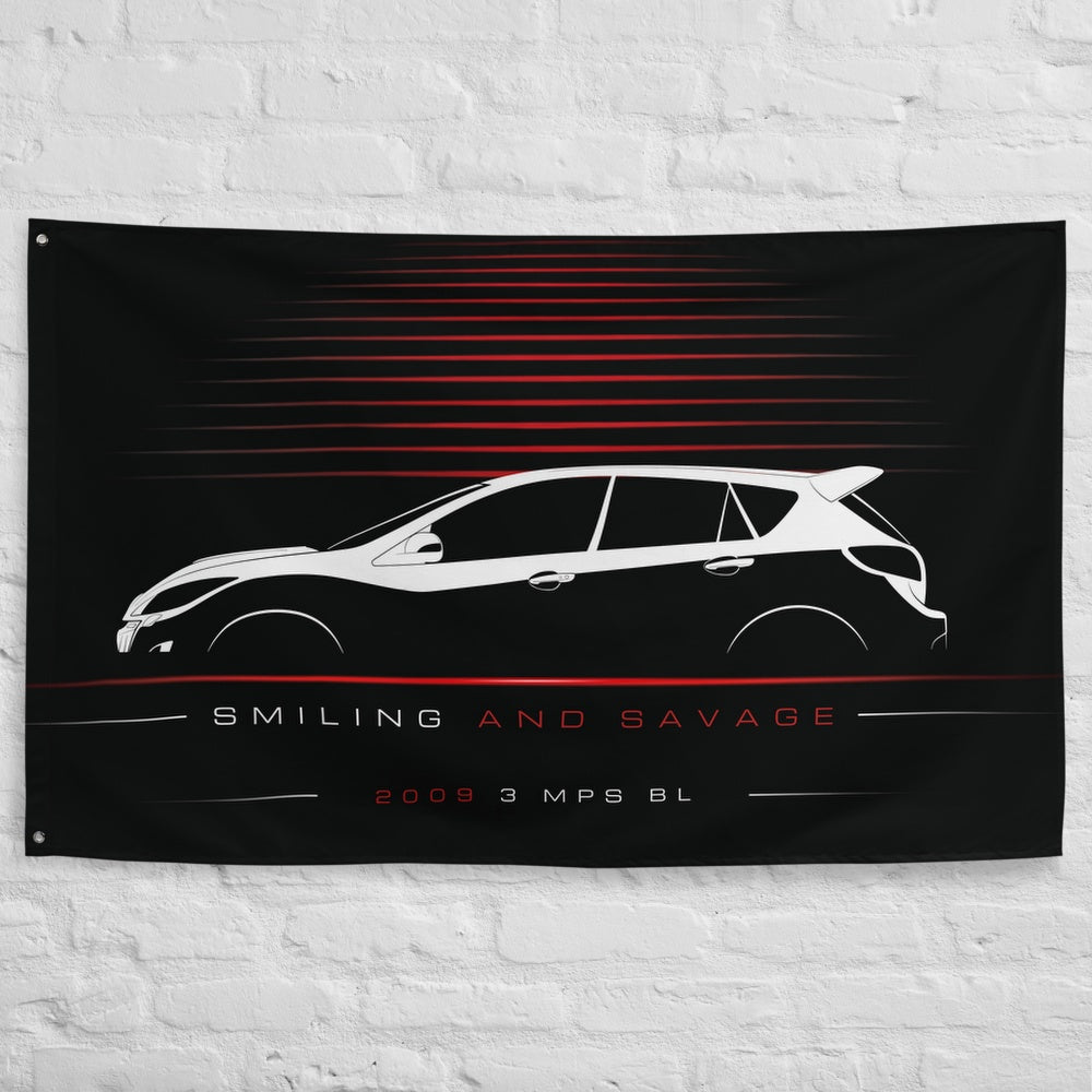 Mazda 3 MPS BL 2009 car silhouette flag - White Brick Wall