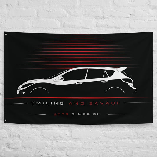 Mazda 3 MPS BL 2009 car silhouette flag - White Brick Wall
