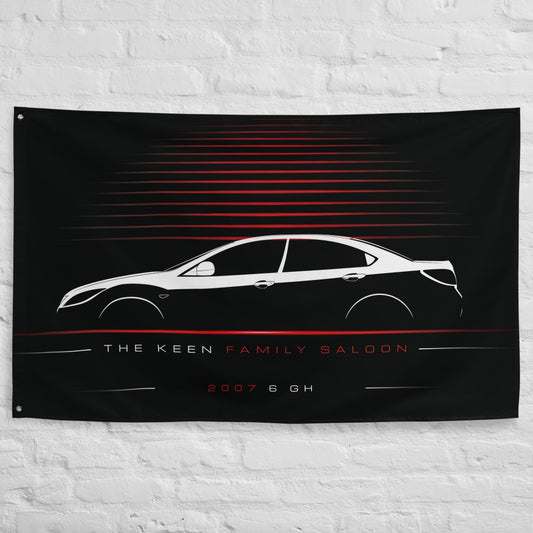 Mazda 6 GH 2007 car silhouette flag - White Brick Wall