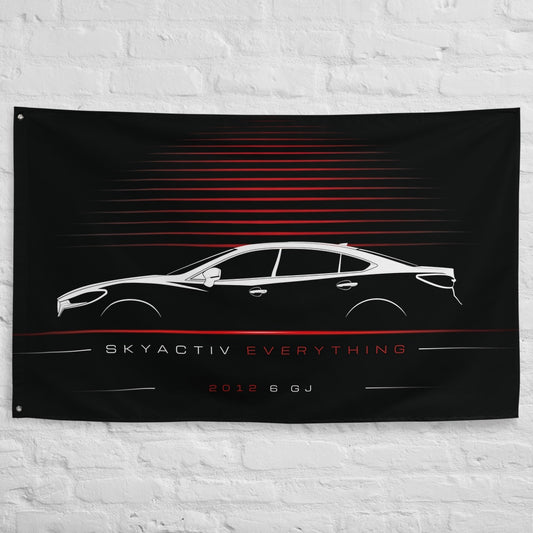 Mazda 6 GJ 2012 car silhouette flag - White Brick Wall