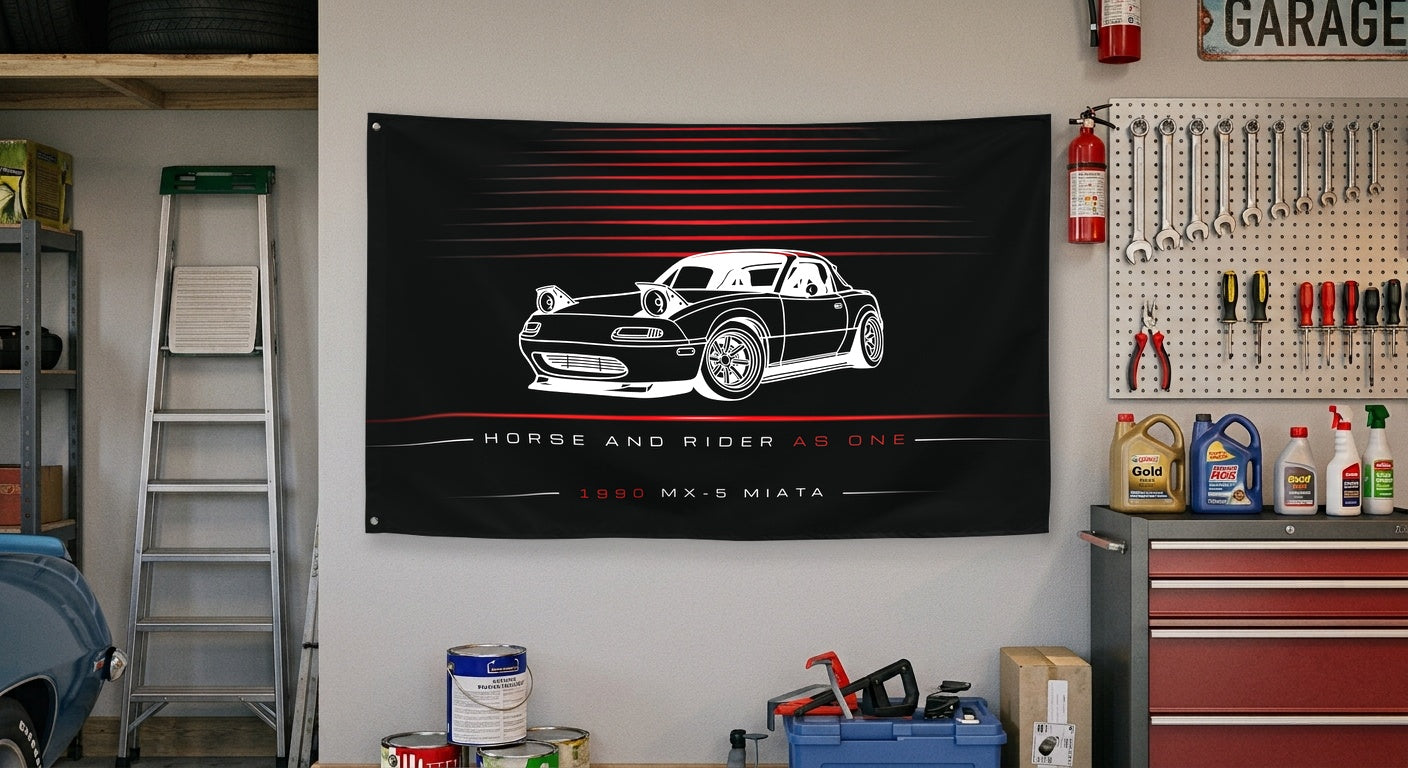 Mazda MX-5 Miata 1990 car silhouette flag - Garage Wall