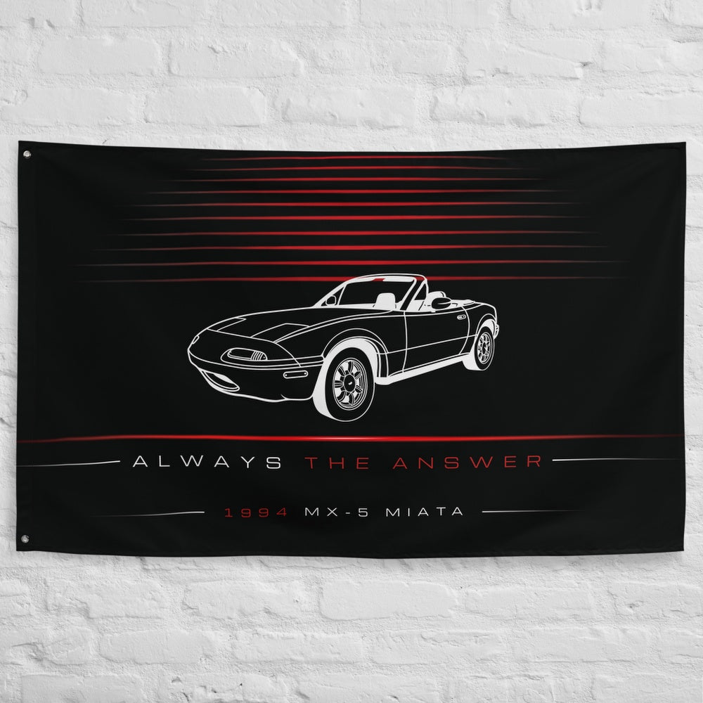 Mazda MX-5 Miata 1994 car silhouette flag - White Brick Wall