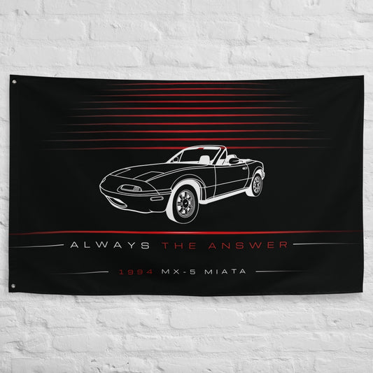 Mazda MX-5 Miata 1994 car silhouette flag - White Brick Wall