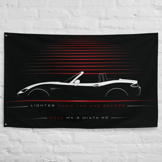Mazda MX-5 Miata ND 2015 car silhouette flag - White Brick Wall