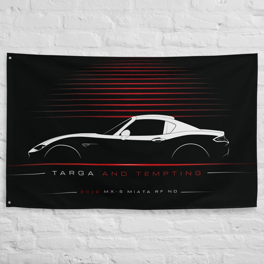 Mazda MX-5 Miata RF ND 2016 car silhouette flag - White Brick Wall