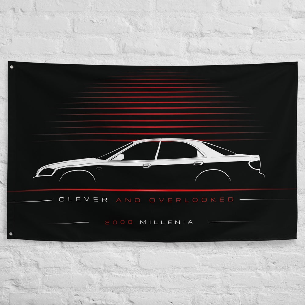 Mazda Millenia 2000 car silhouette flag - White Brick Wall