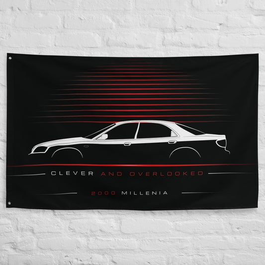 Mazda Millenia 2000 car silhouette flag - White Brick Wall