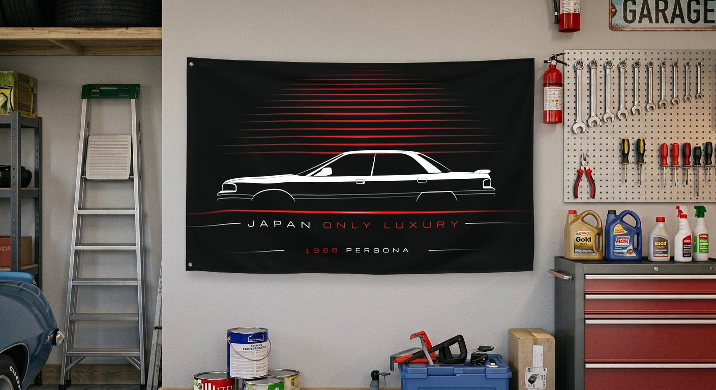 Mazda Persona 1988 car silhouette flag - Garage Wall