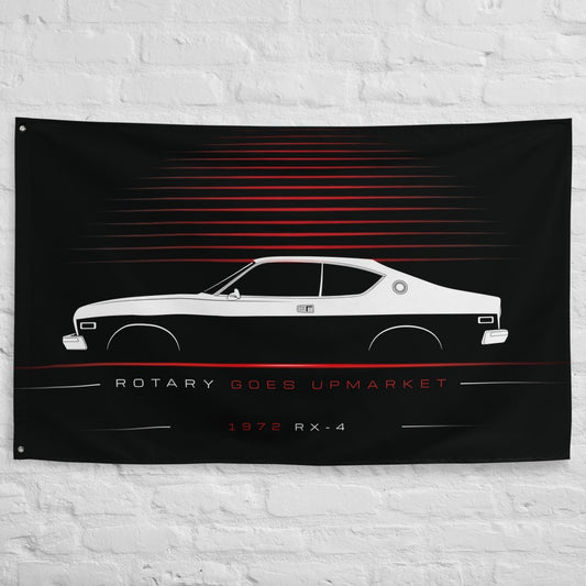 Mazda RX-4 1972 car silhouette flag - White Brick Wall