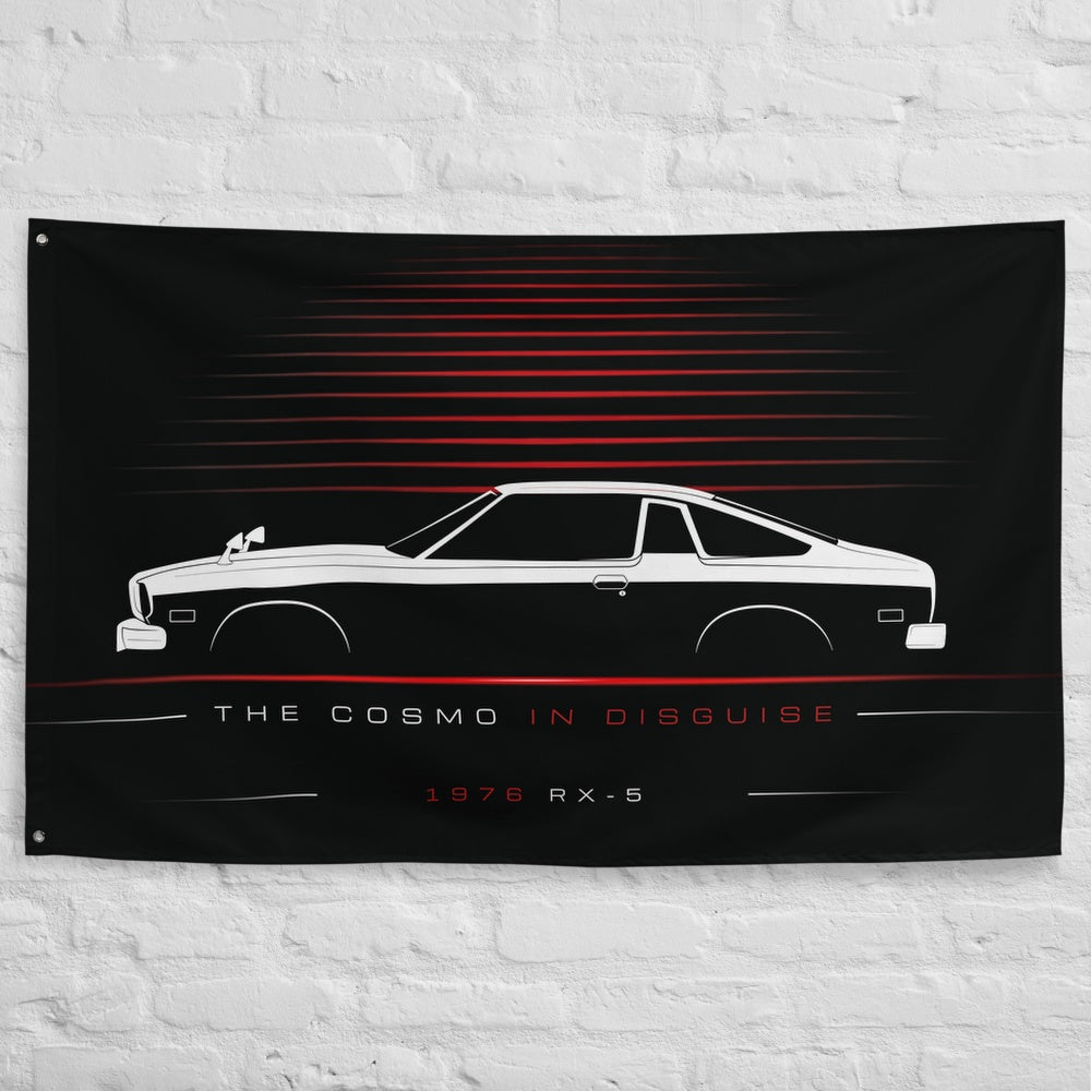 Mazda RX-5 1976 car silhouette flag - White Brick Wall