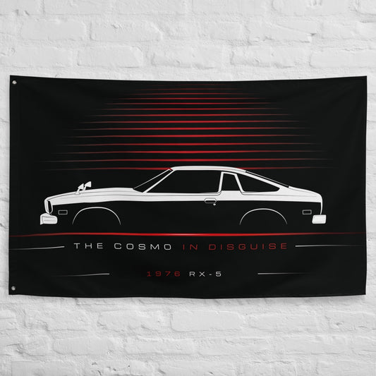 Mazda RX-5 1976 car silhouette flag - White Brick Wall
