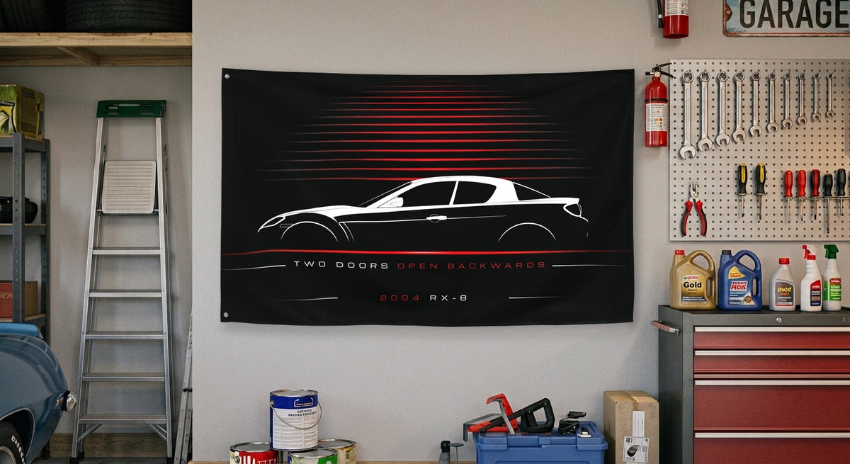 Mazda RX-8 2004 car silhouette flag - Garage Wall