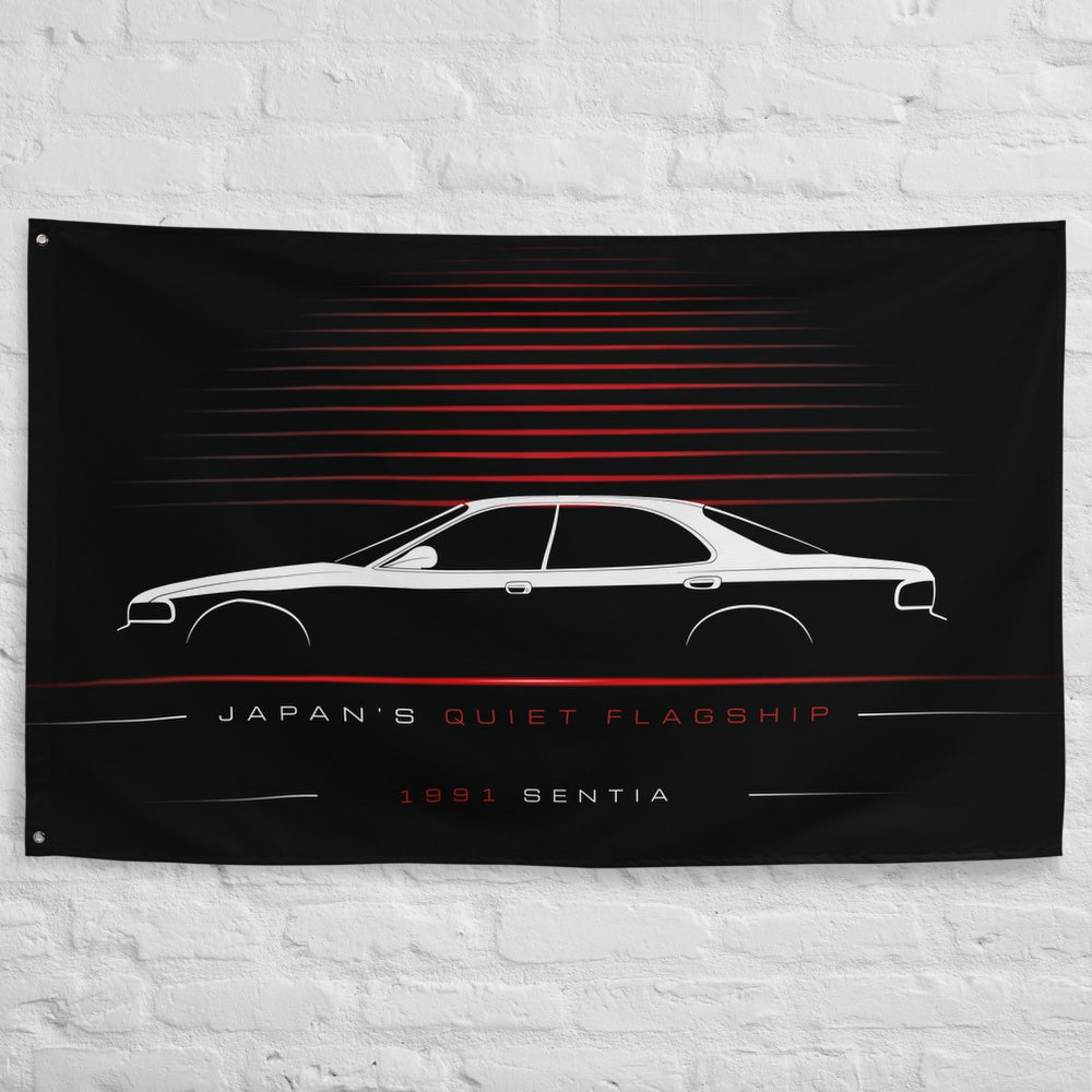 Mazda Sentia 1991 car silhouette flag - White Brick Wall