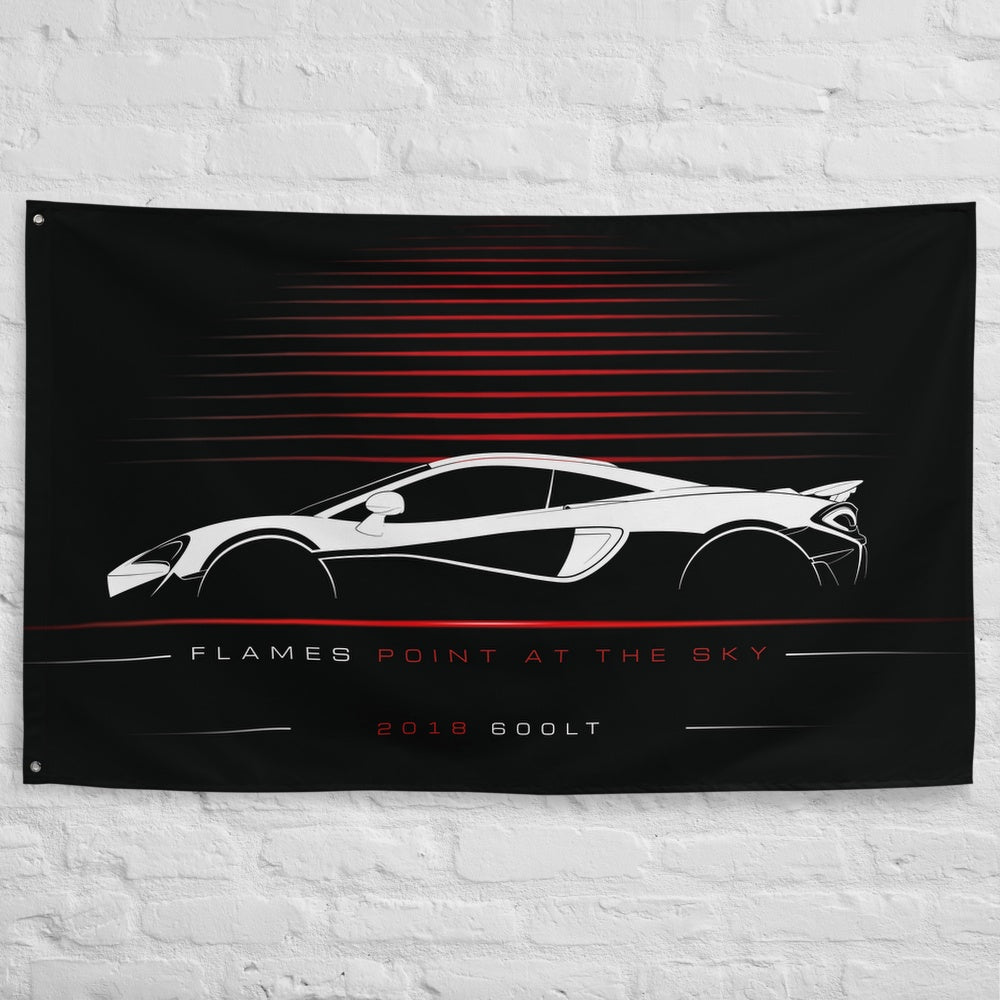 McLaren 600LT 2018 car silhouette flag - White Brick Wall