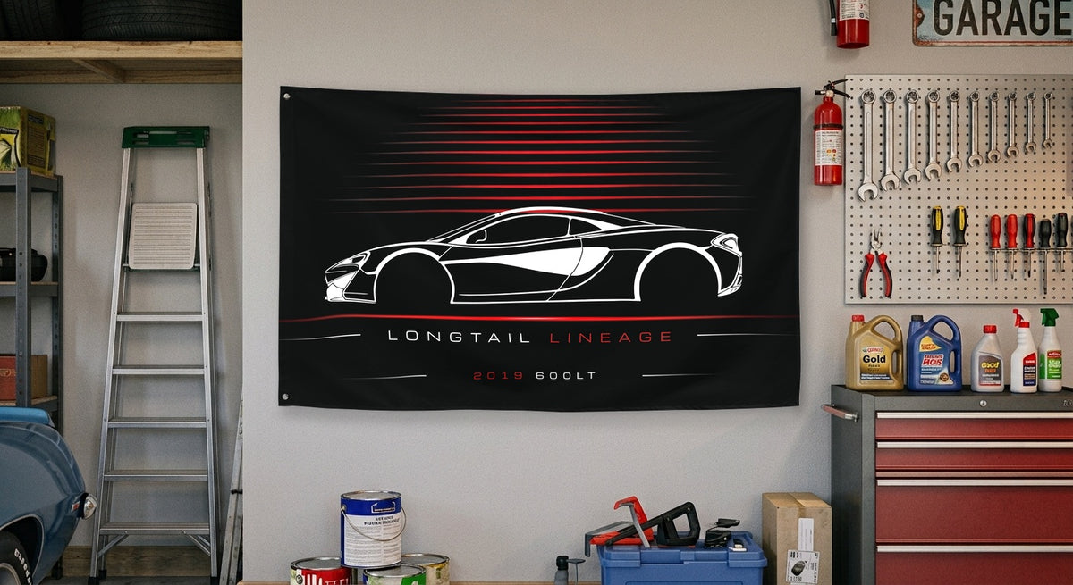 McLaren 600LT 2019 car silhouette flag - Garage Wall