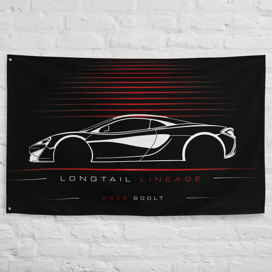 McLaren 600LT 2019 car silhouette flag - White Brick Wall