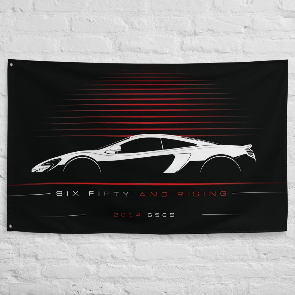 McLaren 650S 2014 car silhouette flag - White Brick Wall