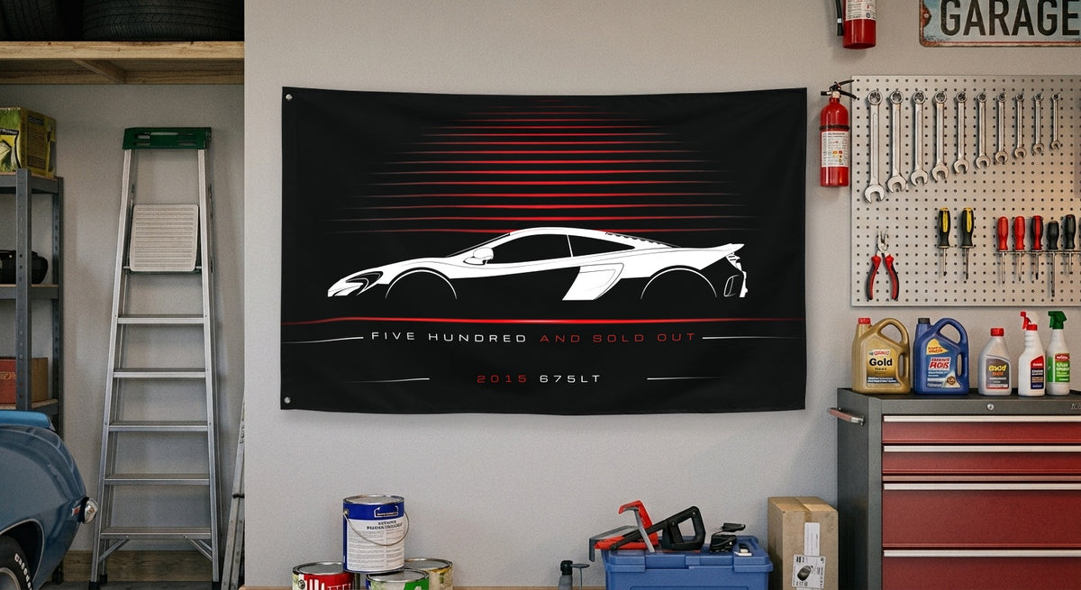McLaren 675LT 2015 car silhouette flag - Garage Wall