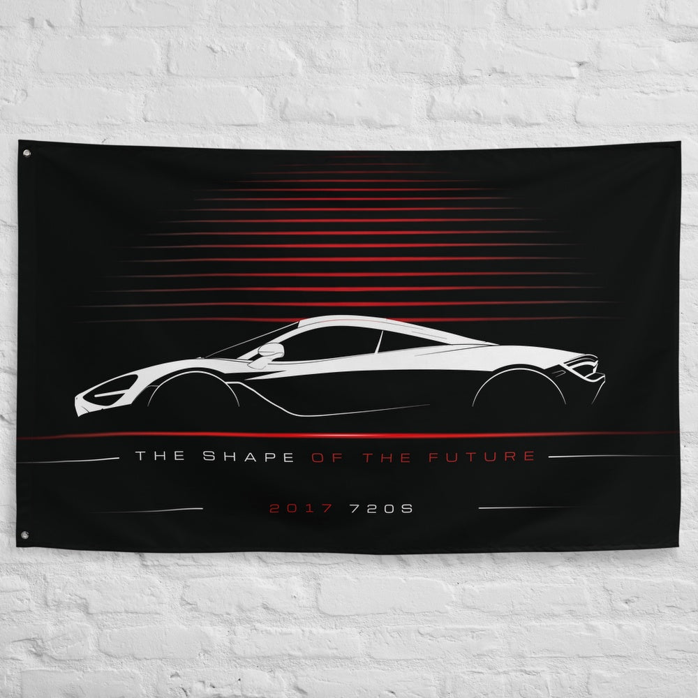 McLaren 720S 2017 car silhouette flag - White Brick Wall