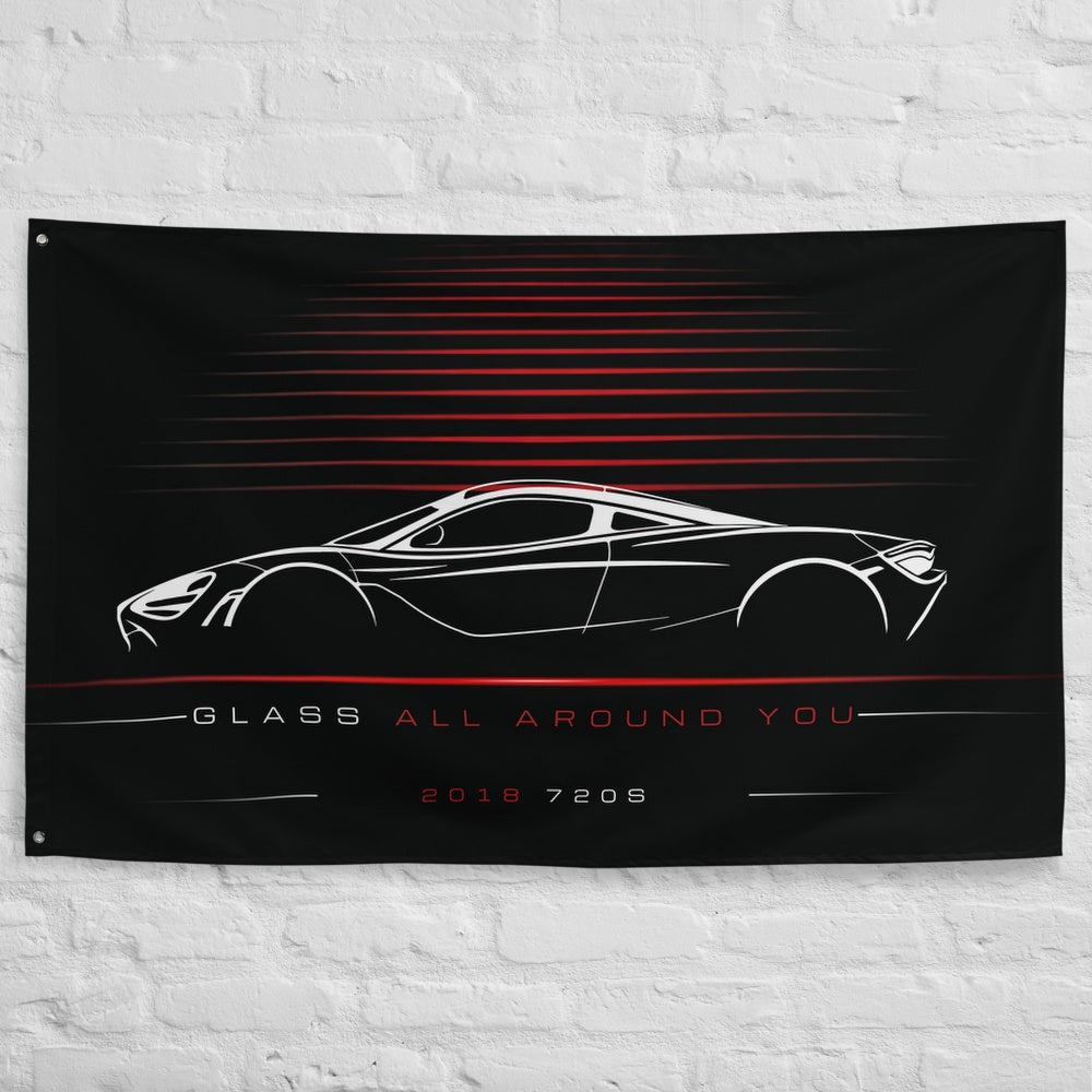 McLaren 720S 2018 car silhouette flag - White Brick Wall