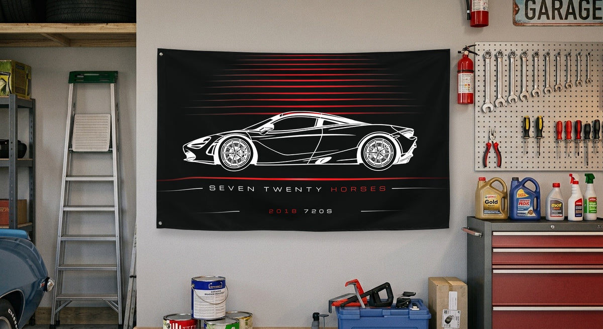 McLaren 720S Full 2018 car silhouette flag - Garage Wall