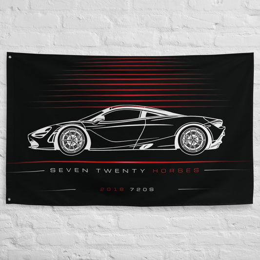 McLaren 720S Full 2018 car silhouette flag - White Brick Wall