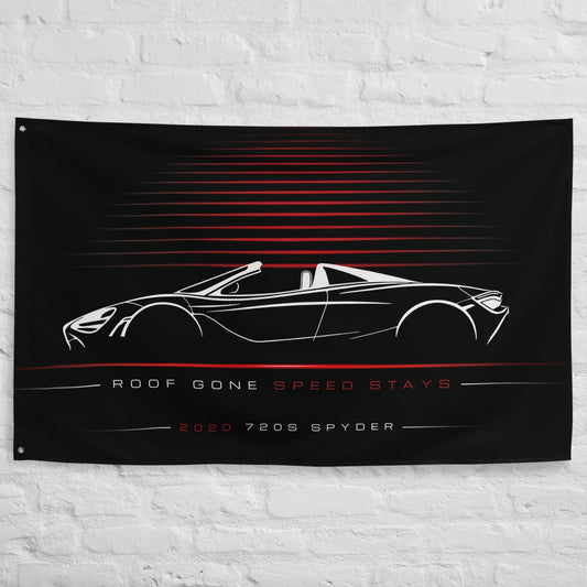 McLaren 720S Spyder 2020 car silhouette flag - White Brick Wall