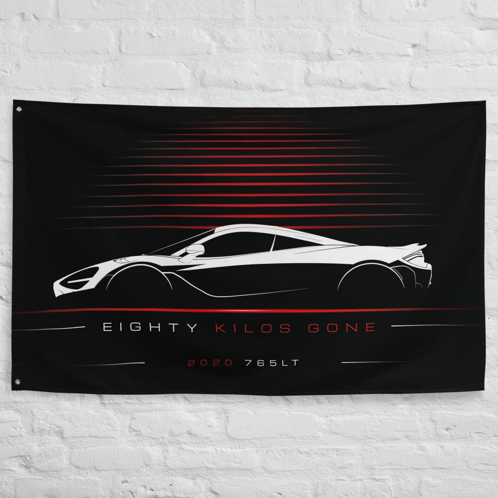 McLaren 765LT 2020 car silhouette flag - White Brick Wall