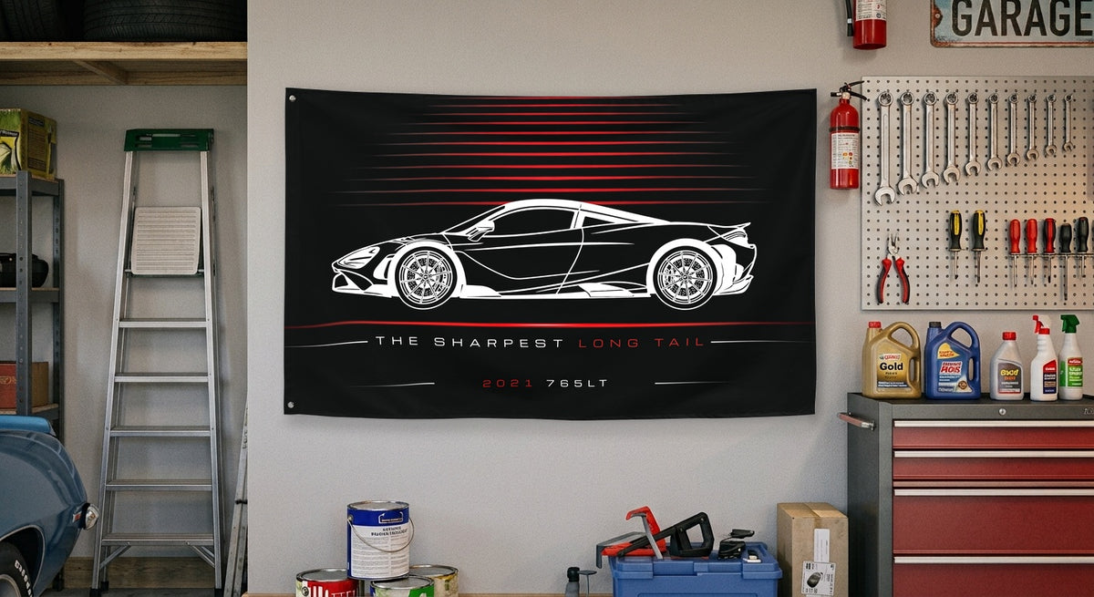 McLaren 765LT Full 2021 car silhouette flag - Garage Wall