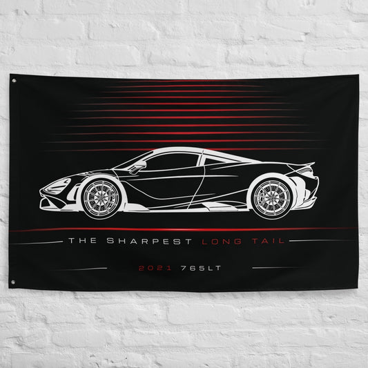 McLaren 765LT Full 2021 car silhouette flag - White Brick Wall