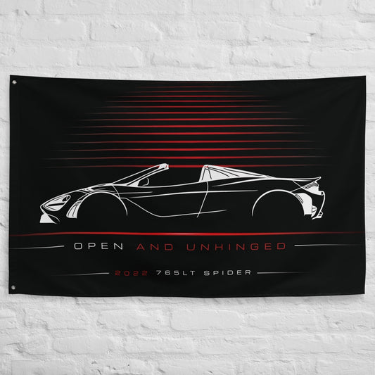 McLaren 765LT Spider 2022 car silhouette flag - White Brick Wall