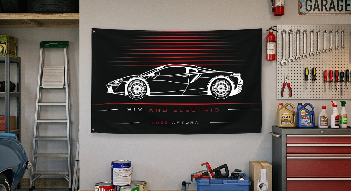 McLaren Artura 2023 car silhouette flag - Garage Wall