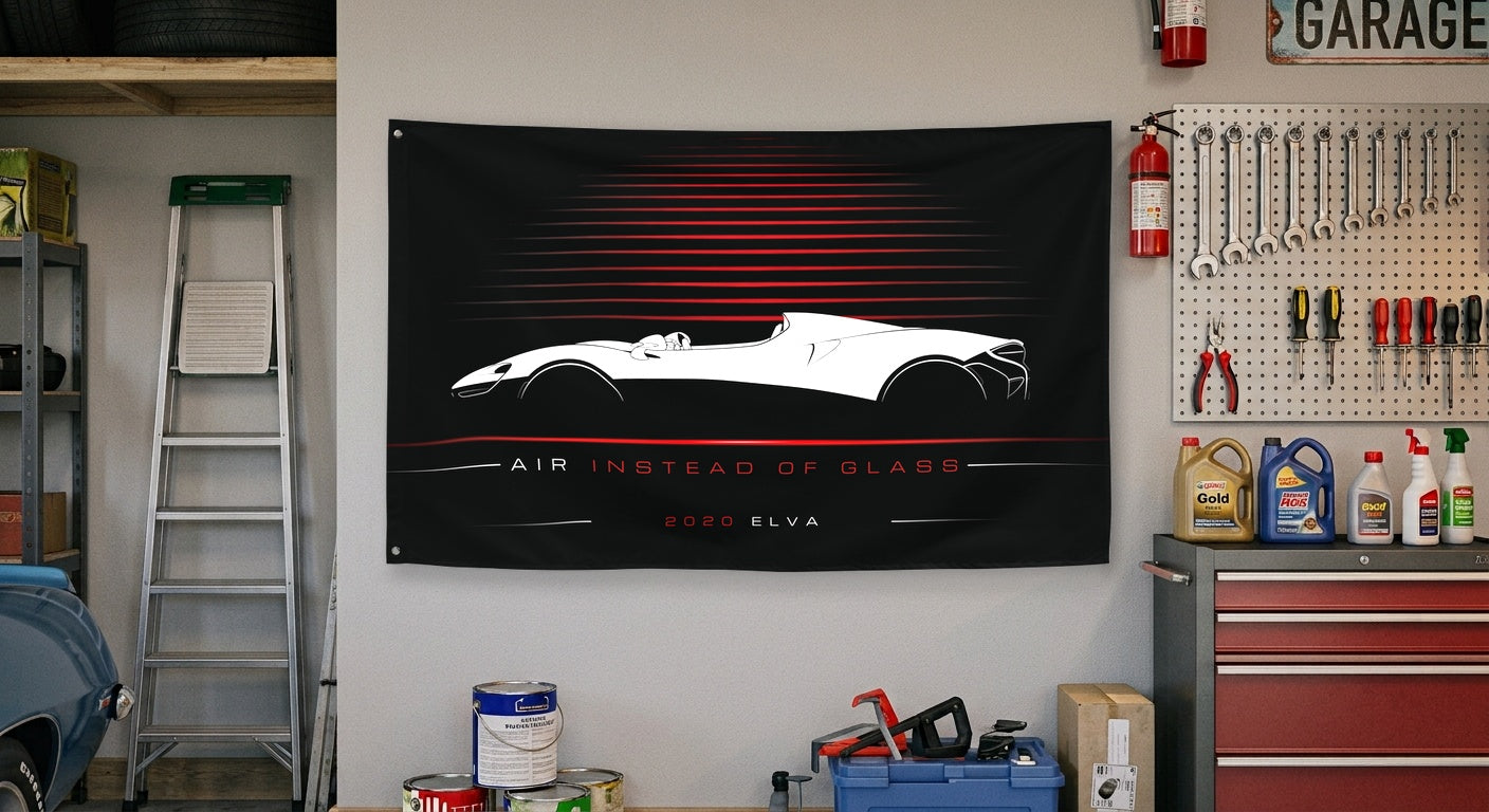 McLaren Elva 2020 car silhouette flag - Garage Wall