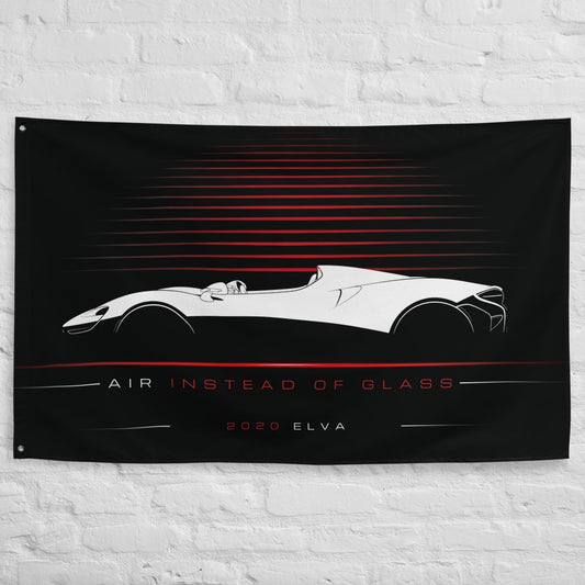 McLaren Elva 2020 car silhouette flag - White Brick Wall