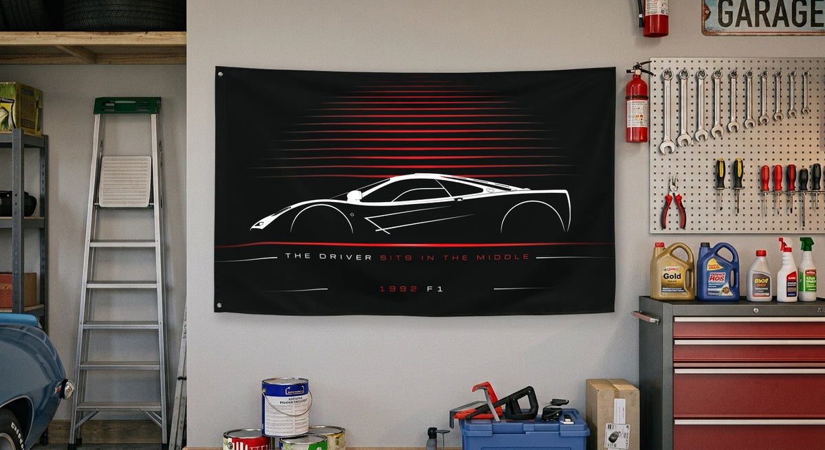 McLaren F1 1992 car silhouette flag - Garage Wall