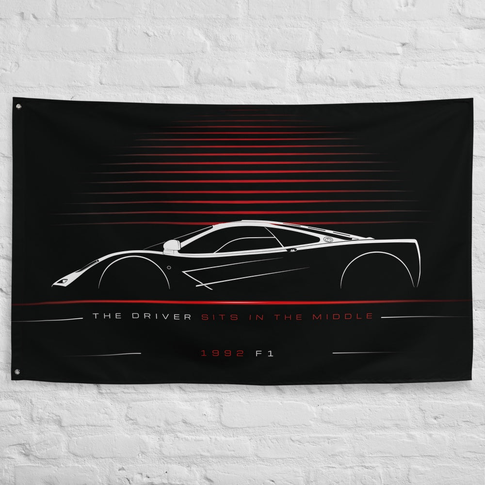 McLaren F1 1992 car silhouette flag - White Brick Wall