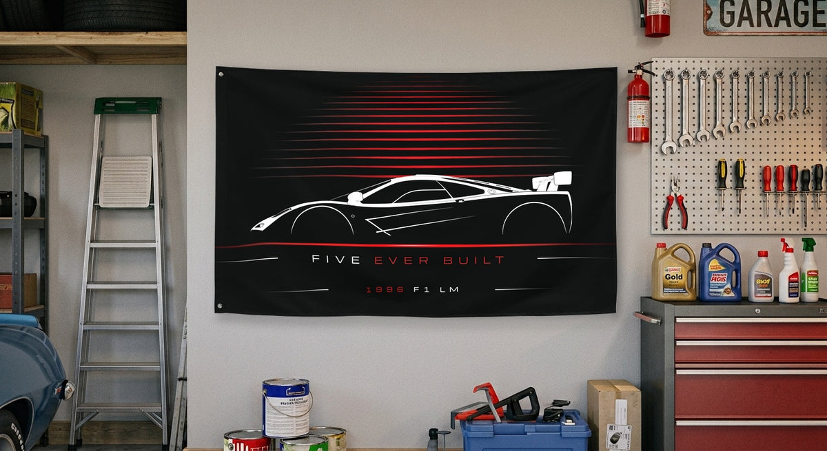 McLaren F1 LM 1996 car silhouette flag - Garage Wall