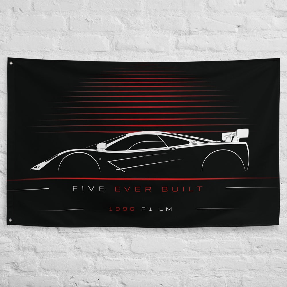 McLaren F1 LM 1996 car silhouette flag - White Brick Wall