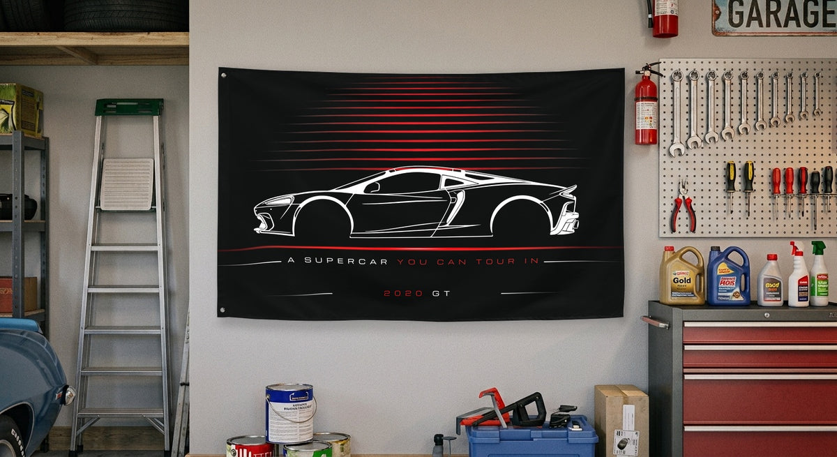 McLaren GT 2020 car silhouette flag - Garage Wall