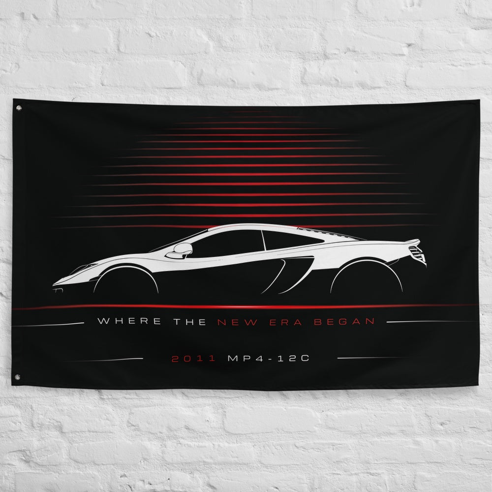 McLaren MP4-12C 2011 car silhouette flag - White Brick Wall